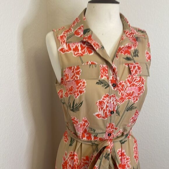 BANANA REPUBLIC Floral Print Midi Sundress | Tan |  Size 6 - Picture 3 of 7